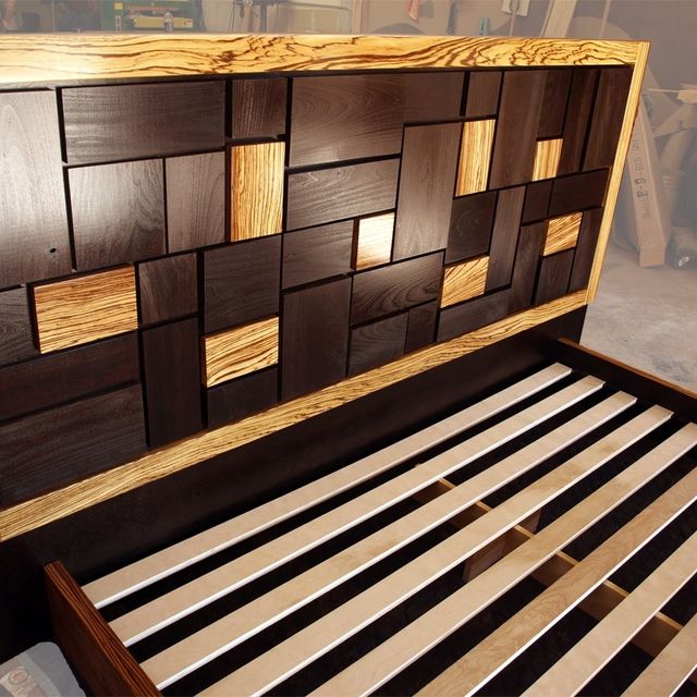 Wooden Bed Headboards Designs hand made patterned bed headboard w/ zebrawood framecc fine Wooden Bed Headboards Designs hand made patterned bed headboard w/ zebrawood framecc fine