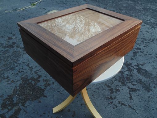 Custom Made Solid Walnut Keepsake Box W/ Picture Frame Lid