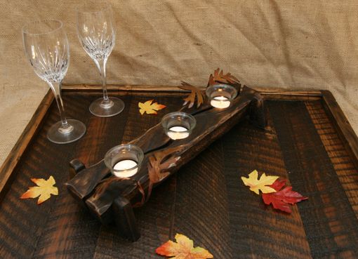 Custom Made Modern Rustic Decor Table Centerpiece Tealight Votive Candle Holder With Metal Leaves