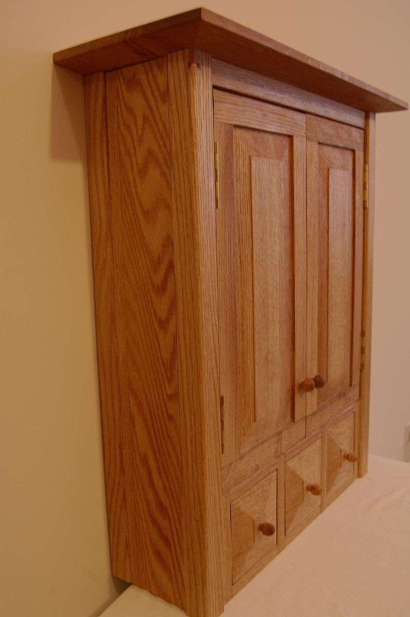 Custom Country Oak Three Drawer Spice Medicine Cabinet By