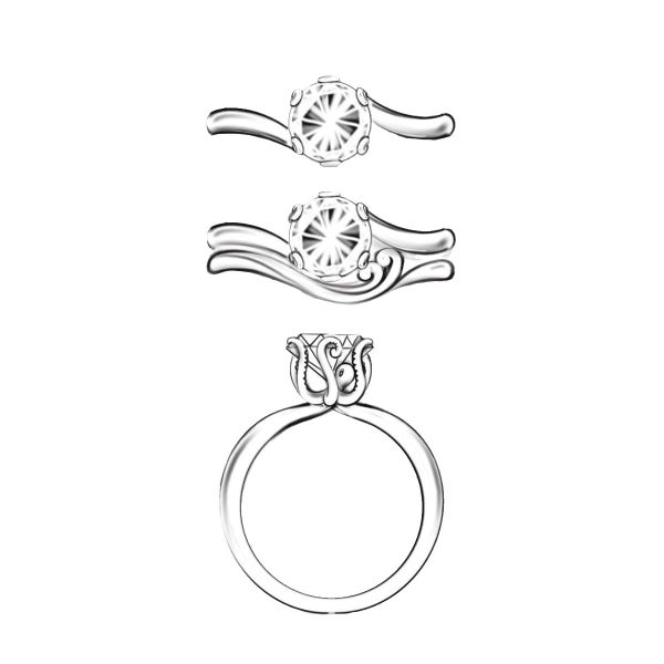 The tentacles of an octopus hold a round diamond in the center of this ocean engagement ring.