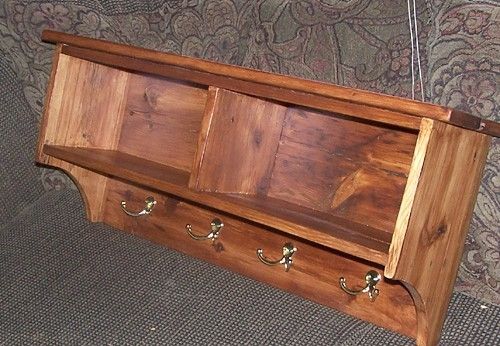 Custom Made Reclaimed Pine Coat Rack Shelf With 2 Cubbies