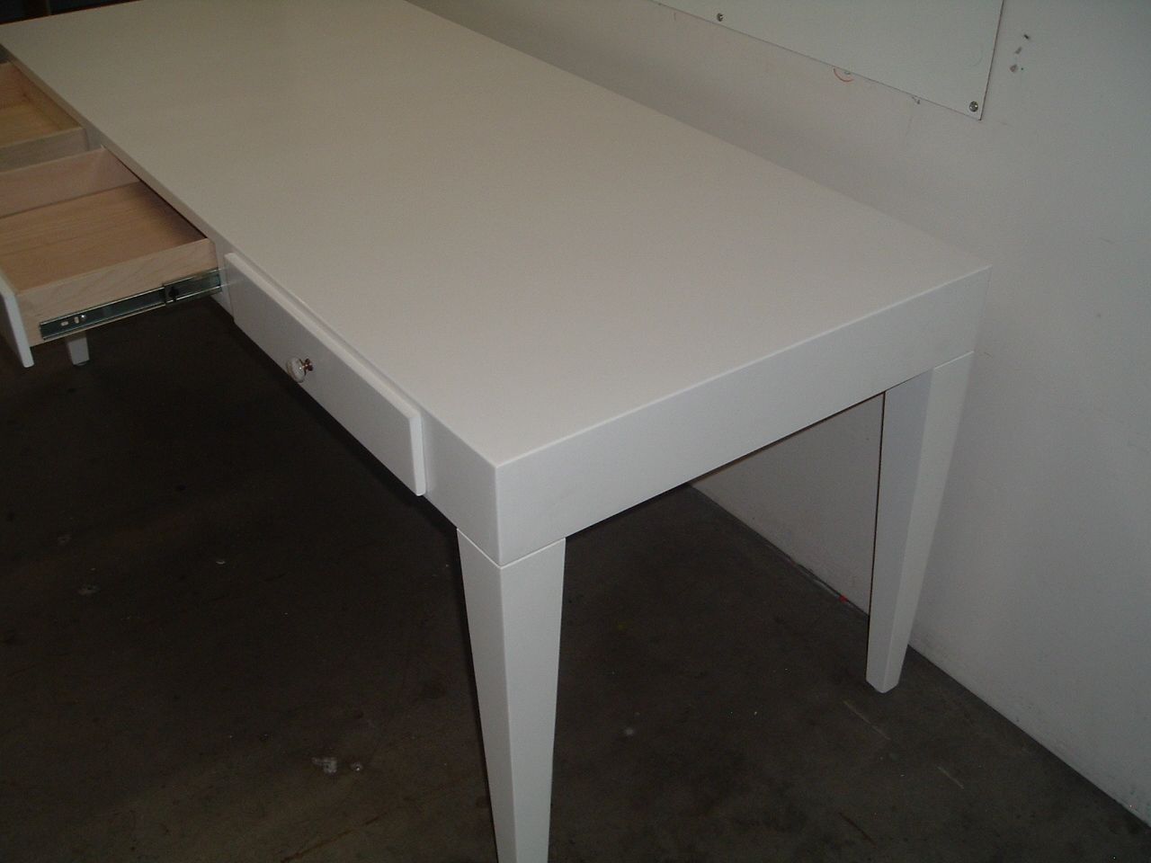 Custom Made White Lacquered Desk And Set by Jonathan Walkey Furniture Maker