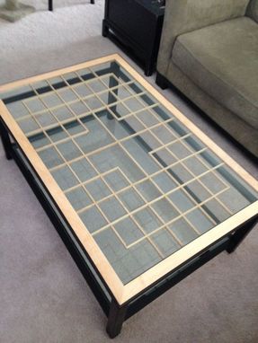Custom Made Manny's Coffee Table 5101, Lattice Work And Glass Top
