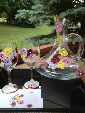 Custom Made Hand Painted Wine Glasses And Decanter Set