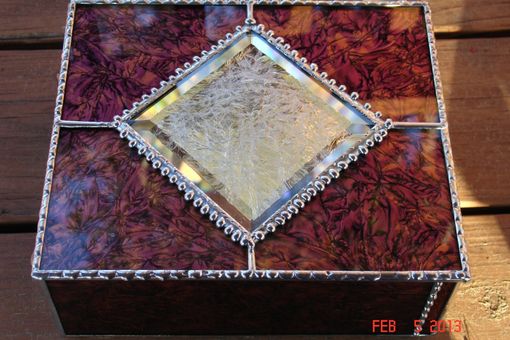 Custom Made Van Gogh Glass Red & Copper Large Jewelry Box