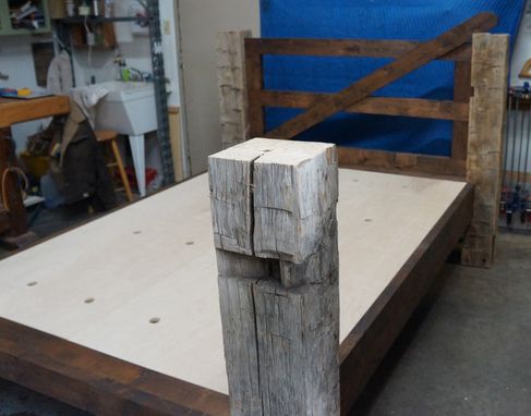 Custom Made Reclaimed Post & Trundle Bed
