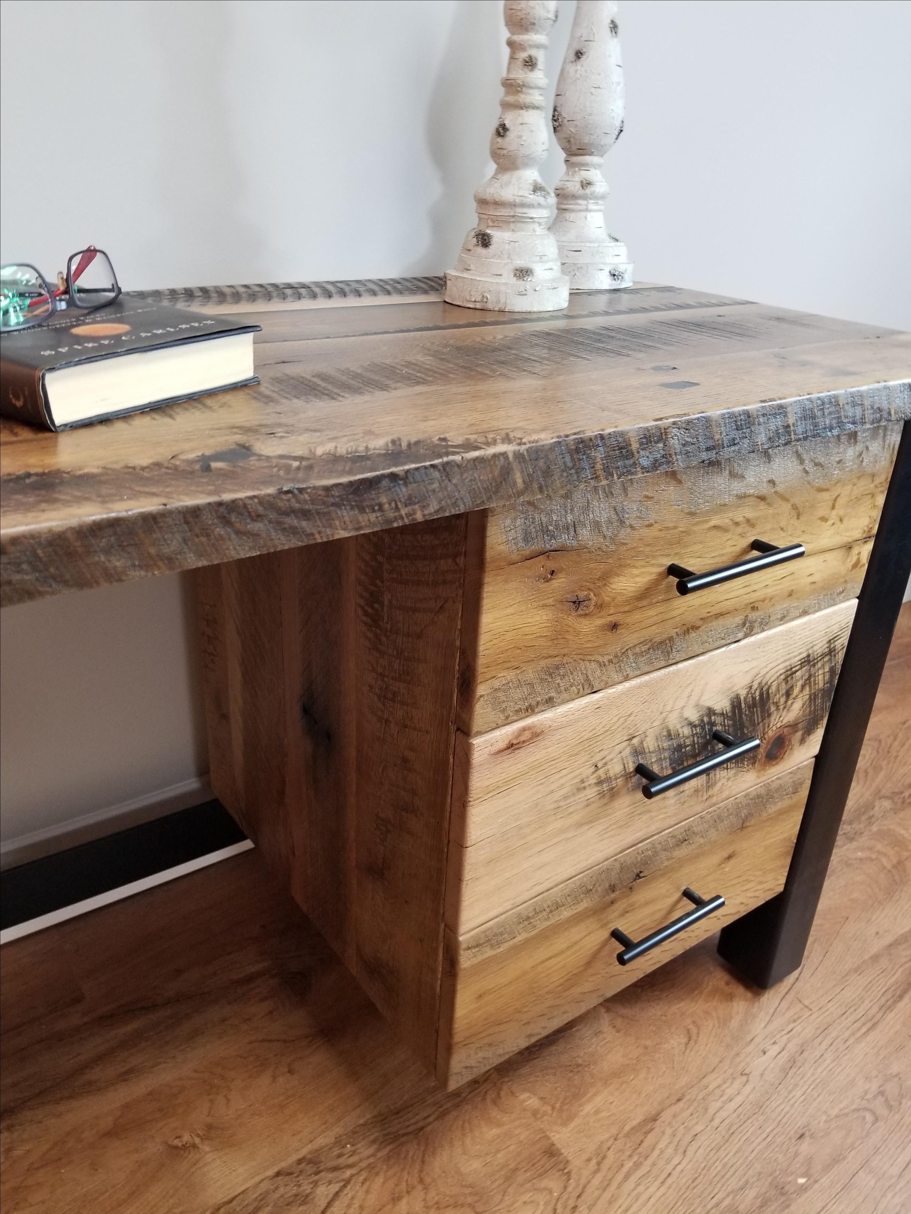 Buy Handmade Reclaimed Wood Office Desk, Barnwood Computer Desk, Rustic ...