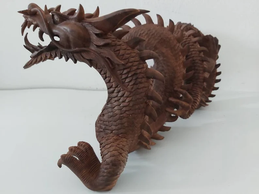 Custom Made Wooden Dragon Handmade Dragon, Dragon Sculpture Wood Carving