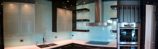 Custom Made Painted Glass And Exotic Wood Miami Kitchen