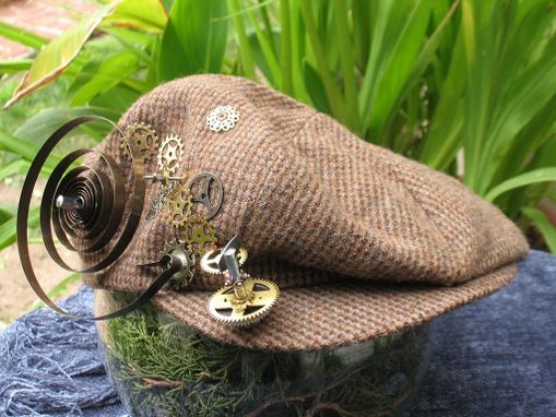 Custom Made Hat: Newsboy Style With Steampunk Accessories