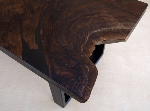 Custom Made Walnut Coffee Table With Steel Base