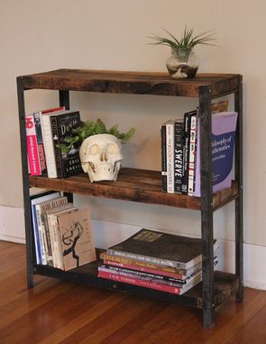 Custom Made Forged Steel Bookshelf Made With Sustainably Reclaimed Wood