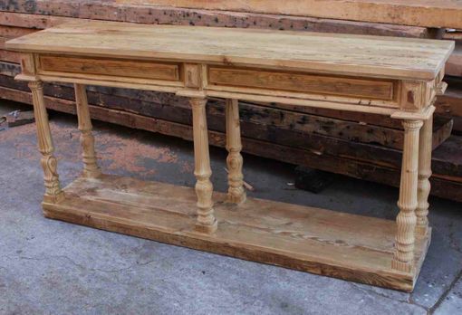 Custom Made Reclaimed Wood Console Table With Turned Legs