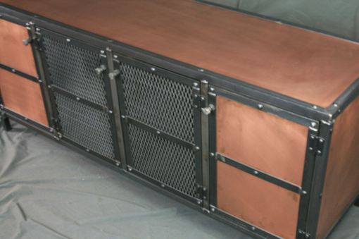 Custom Made Industrial Copper Sideboard, Buffet, Media Console - Vintage Entertainment Center. Tv Stand