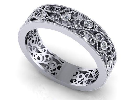 Hand Made Art Nouveau Diamond Wedding Band Eternity Fl Filigree Art Nouveau Diamond Wedding Band Eternity Fl Filigree 14k White Gold