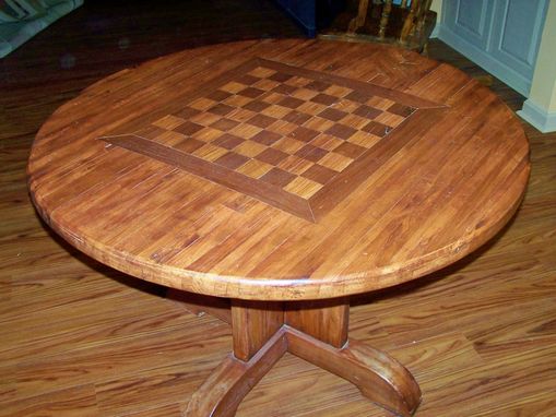 Custom Made Butcher Block Table With Chess Board