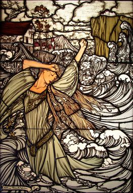 Custom Made Arthur Rackham "Undine" Stained Glass