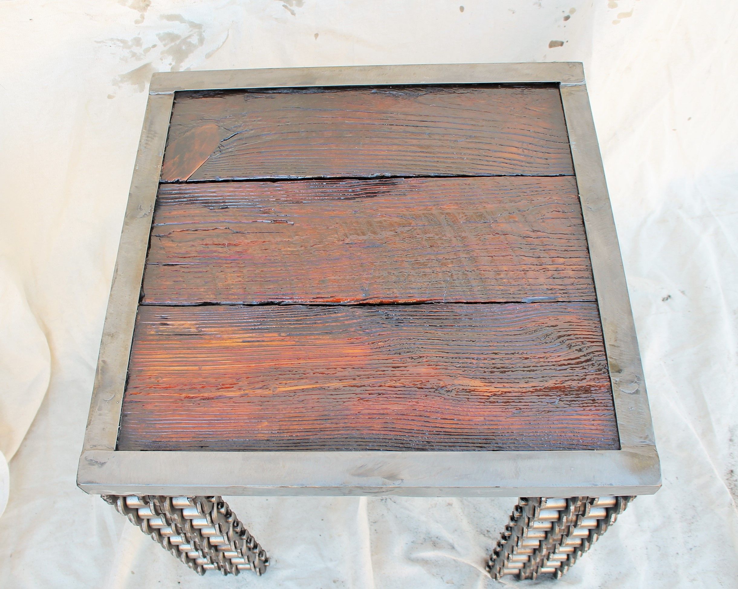 Buy Custom Made Farmhouse Style Rustic Reclaimed Wood Metal Side Table