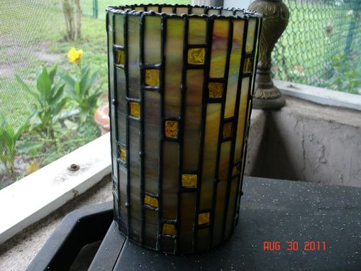 Custom Made Picture Window Vase Or Candle Holder In Stained Glass