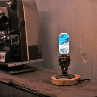 Custom Made Ep Light Handmade Led Lights, Decorative Table Lamp, E26 Led Bulb - Blue