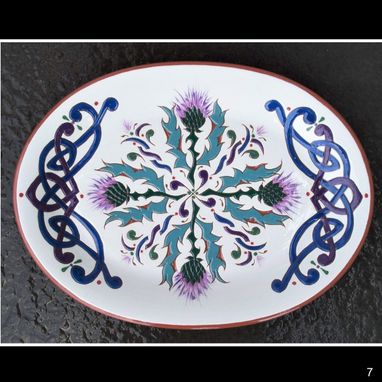 Custom Made Sgraffito Redware Celtic Thistle Platter