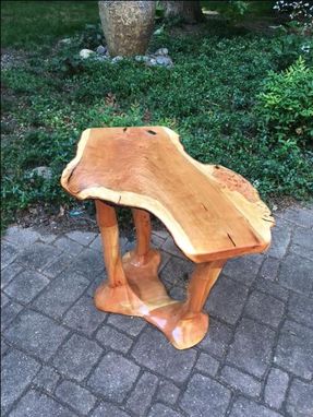 Custom Made Live Edge Sculpted Cherry Side Table. 1014