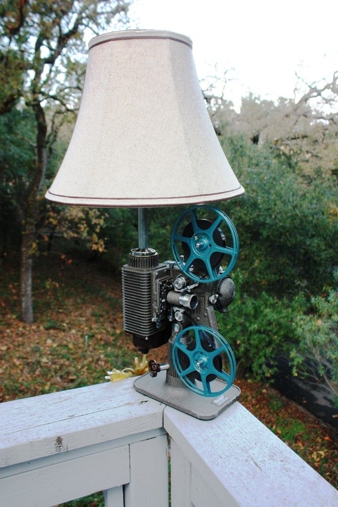 Custom Made Vintage 8mm Film Projector Table Lamp By Urban