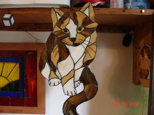 Custom Made Calico Cat Stained Glass Picture "Callie"