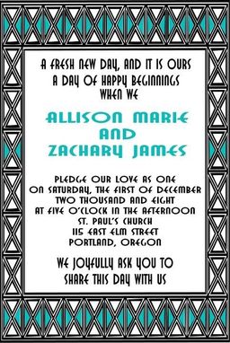 Custom Made Art Deco Style Custom Design Wedding Invitation Set