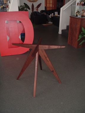 Custom Made Walnut Modern Table Base For Round Glass Top