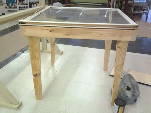 Custom Made Solid Window Pane Shadow Box Table That Lifts Up