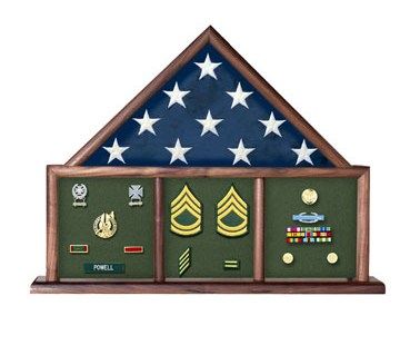 Custom Made Flag And Medal Display Case, Shadow Box, Combination Flag/Medal