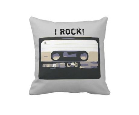 Custom Made Music Cassette Pillow - I Rock Pillow - Fun Pillow- Modern Home