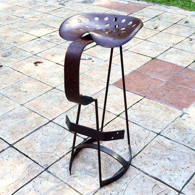 Custom Made Vintage Tractor-Seat Bar Stool, Directors Chair