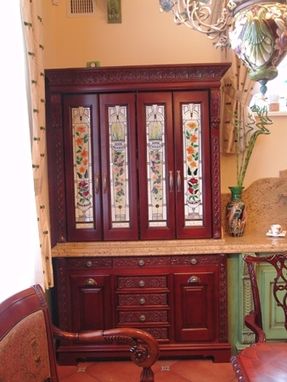 Custom Made Stained And Designed Glass Cabinet Inserts