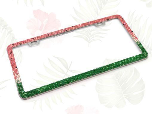 Custom Made Watermelon Crystal Bling License Plate Frame Bedazzled Crystallized Vanity Car Summer European