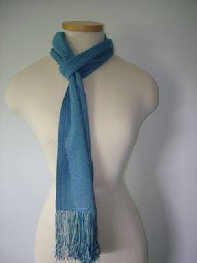 Custom Made Hand Woven Azure Blue Silk/Bamboo Scarf