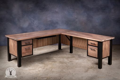 Custom Made Walnut Corner Desk, Modern Corner Desk, Office Desk, Custom Hardwood Desk