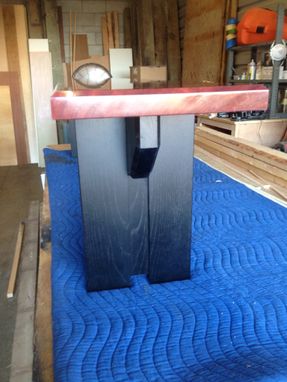 Custom Made Waterfall Bubinga Bench With Ebonized White Oak Legs