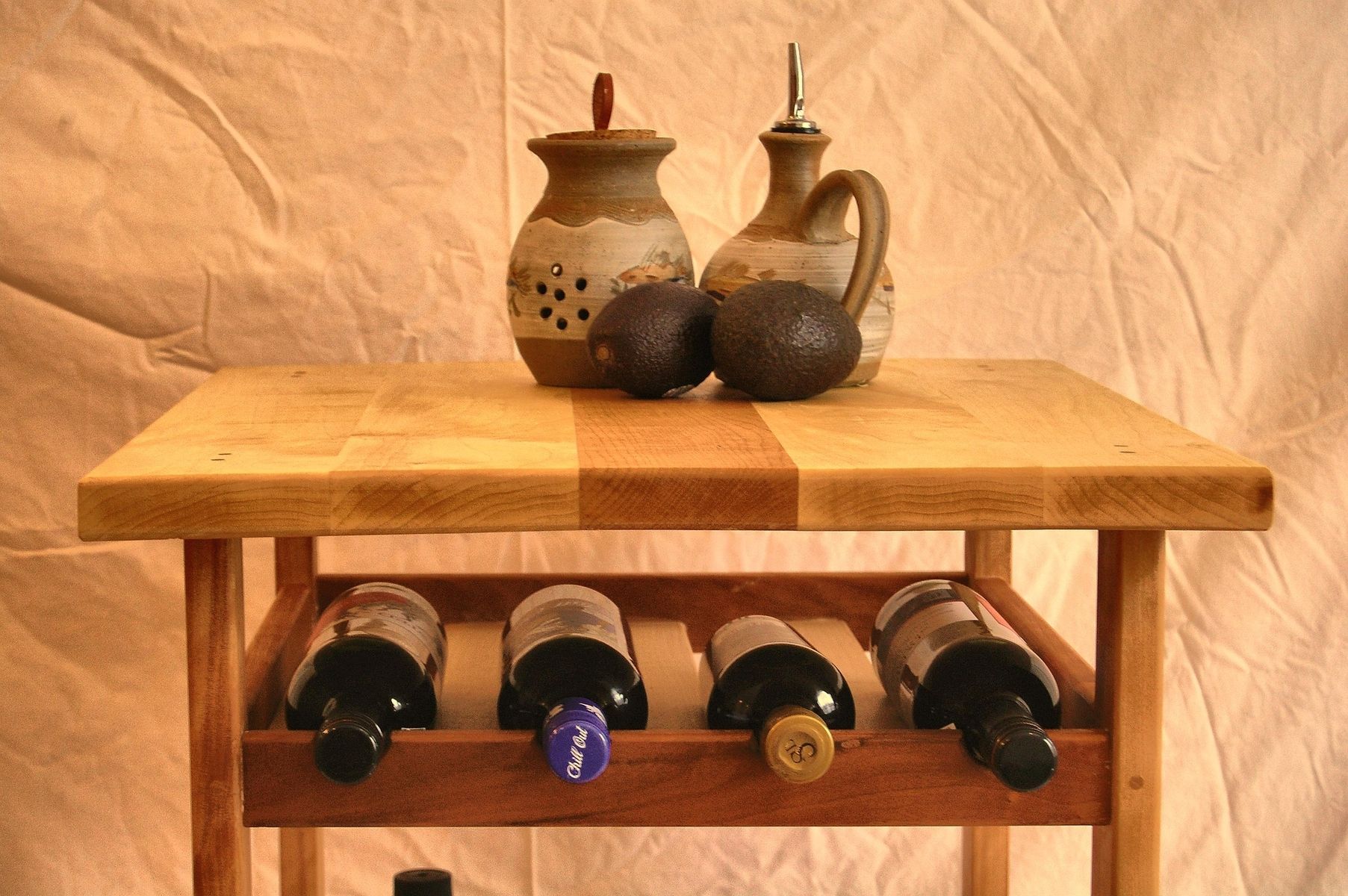 Buy Hand Crafted Hard Maple And Cherry Rolling Kitchen Cart, made to