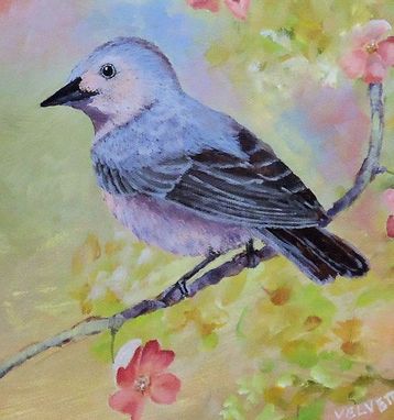 Custom Made Bird Painting, Wildlife Painting: Lucy's Warbler, Acrylic On Canvas