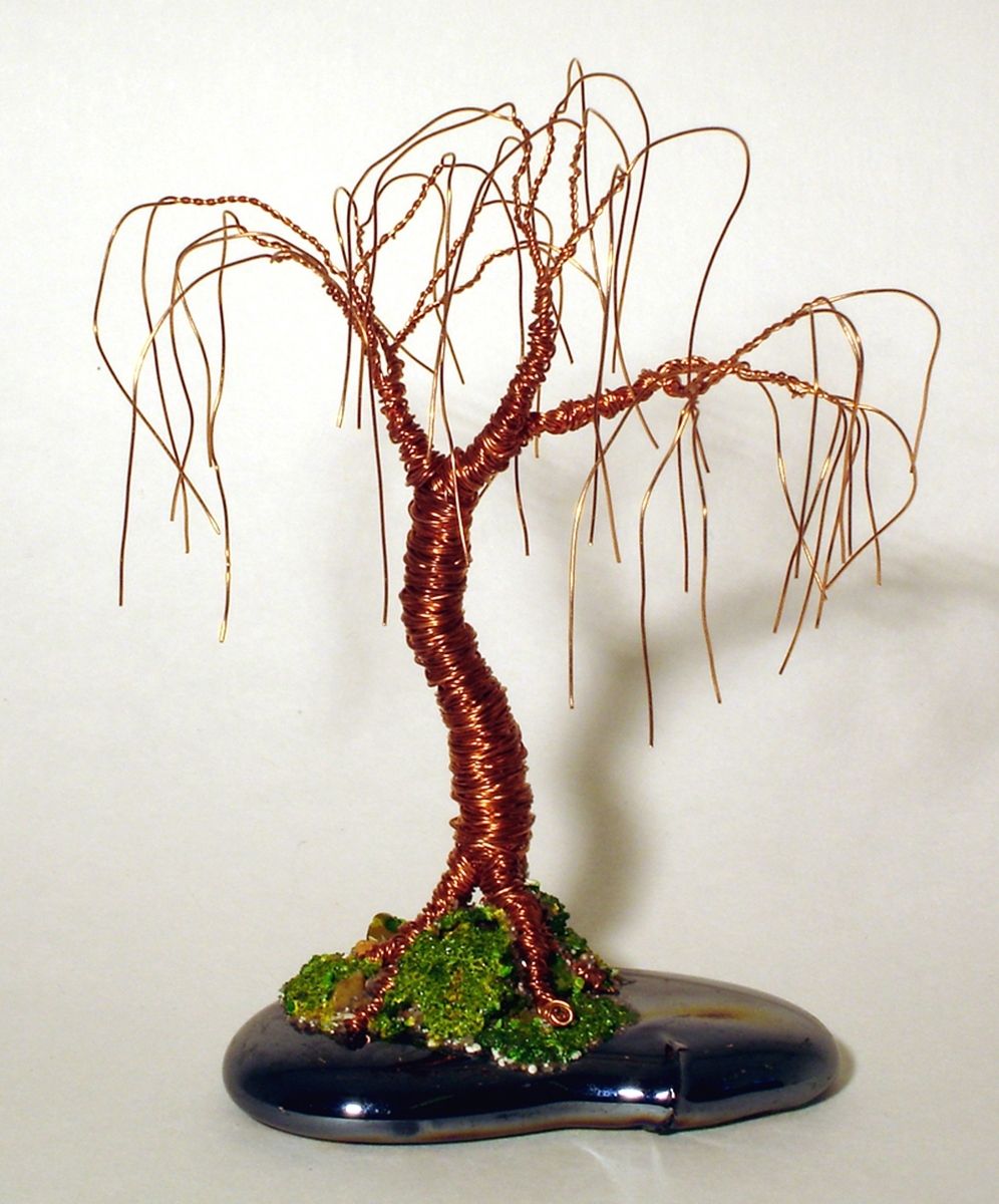 Hand Made Oak Bonsai - Mini Wire Tree Sculpture by Sculpture By Villano