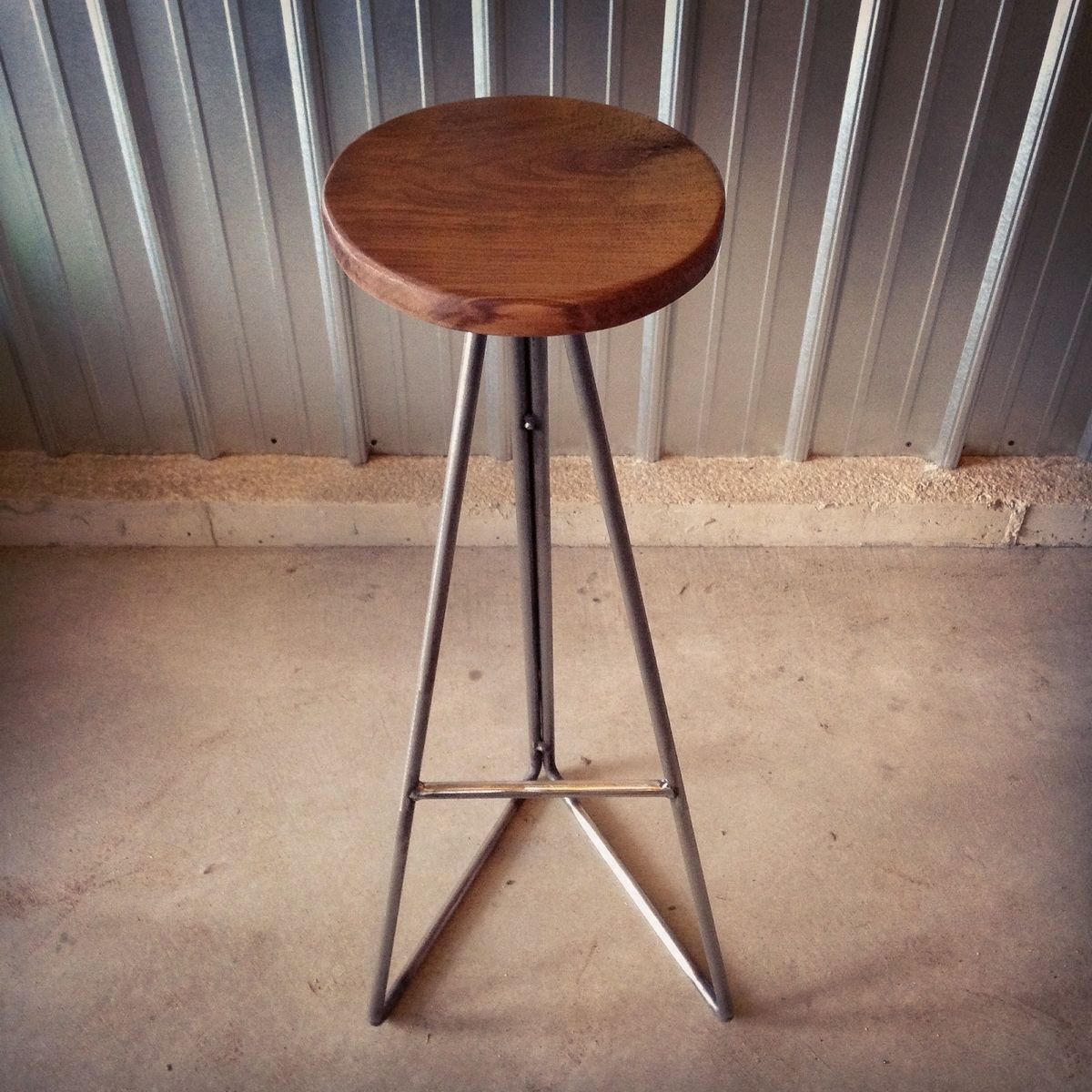 Custom Made Walnut Steel Extra Tall Bar Stools by Handmade