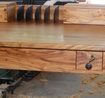 Custom Made Olivewood Mission/Shaker Style Writing Desk And Tables