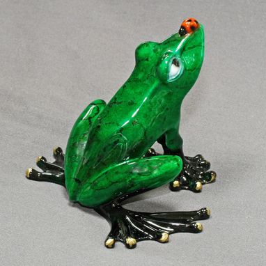Custom Made Bronze Frog Figurine Statue Sculpture Art
