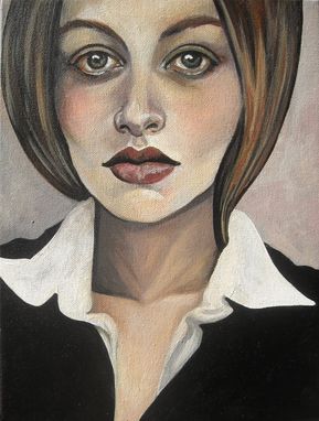 Custom Made Affect-Acrylic On Canvas Portrait Of A Woman