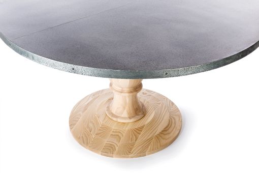 Custom Made Zinc Table  Zinc Dining Table - Providence Round Zinc Top Dining Table Natural Ash