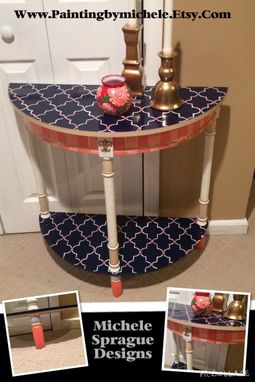 Custom Made Painted Half Moon Custom Whimsical Table Moroccan Nautical