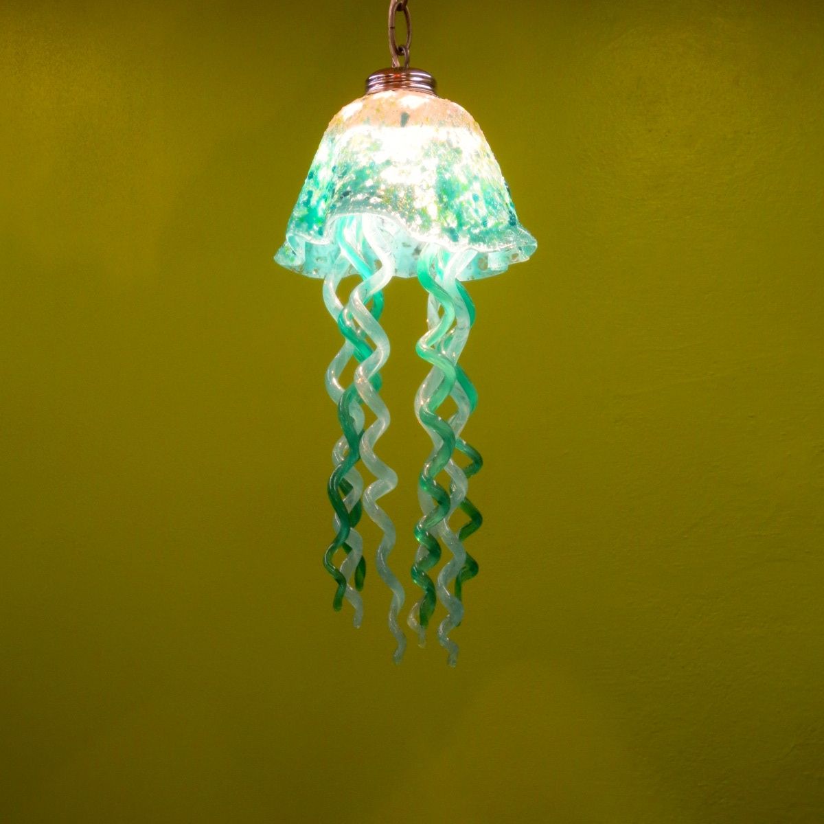 Buy Custom Jellyfish Pendant Light - Turquoise White Jellyfish - Blown